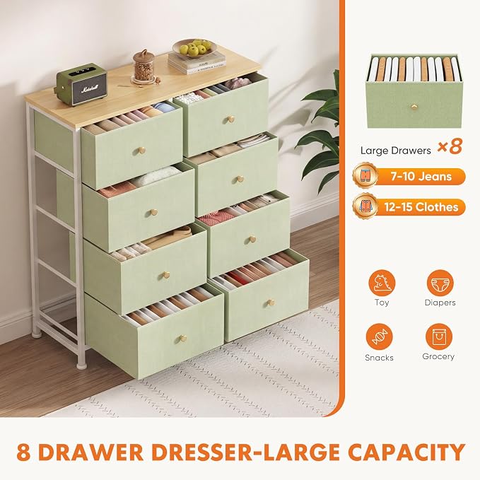 Sweetcrispy 8 Drawer Dresser for Bedroom Tall, Organizer Storage Drawers | - Image 5