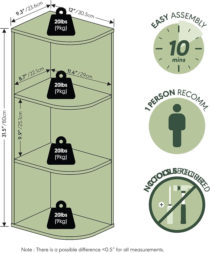 Furinno PASIR Book Shelf, 3-Tier Corner Bookshelf - Image 3