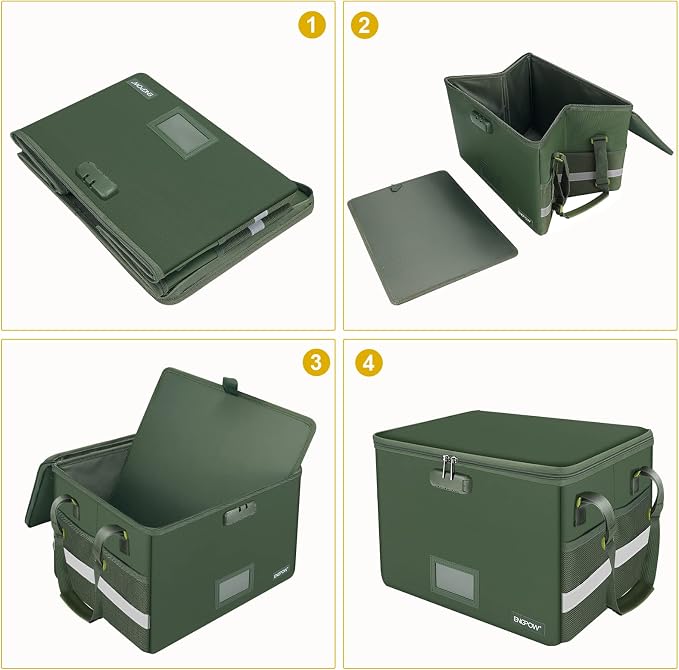 ENGPOW File Box with Lock, Fireproof Document Box with Pockets, Collapsible - Image 9