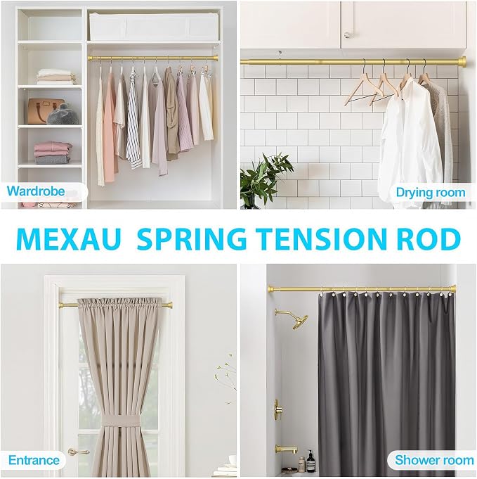 1 Pack Gold Spring Tension Curtain Rod 28-48 Inches, 7/8" inch Adjustable - Image 7