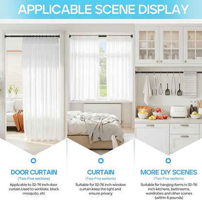 2 Pack Spring Tension Curtain Rod 32-76 inch, Adjustable Expandable Tension - Image 5