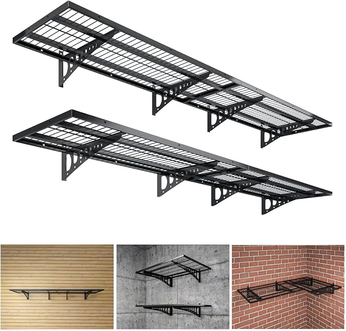 4-Pack 1.5×3.8ft Garage Wall Shelving, 18×45.6 inches Heavy Duty Wall Mounted by Dtrik