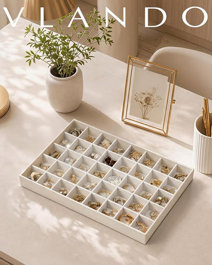 VLANDO Stackable Jewelry Tray, Soft Velvet, Removable Dividers | Individual - Image 4