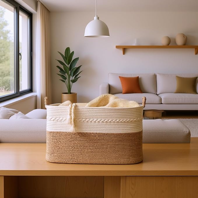 Extra large laundry basket woven from natural cotton rope - Image 6