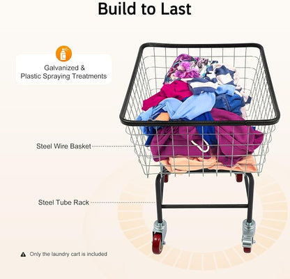 4.5 Bushel Steel Wire Laundry Cart, Commercial Wire Laundry Basket - Image 3
