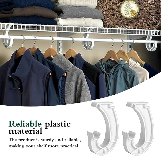 4Pcs Hanging Closet Rod Support, 3/4 Closet Shelf Rod Holder, Sturdy J-Shaped - Image 4