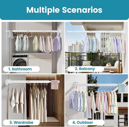 Abiglifty Clothes Drying Rack Wall Mounted, Laundry Drying Rack Collapsible - Image 7