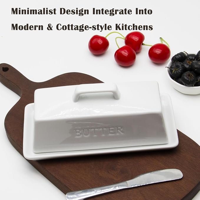 Ceramic Butter Dish With Lid for Countertop, Covered Butter Holder With Lid - Image 5