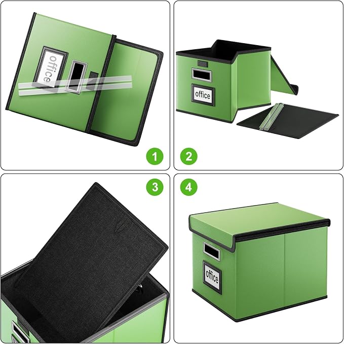 File Organizer Box with Lids, Collapsible File Folder Organizer | File Box with - Image 7