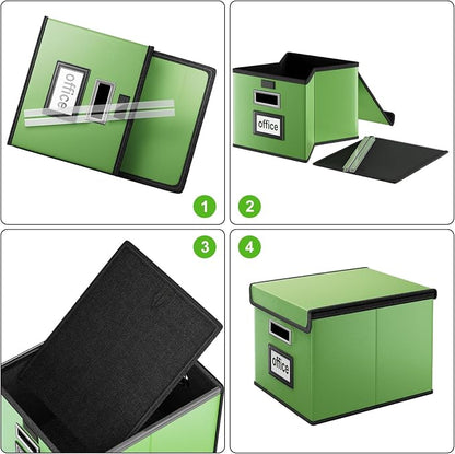 File Organizer Box with Lids, Collapsible File Folder Organizer | File Box with - Image 7