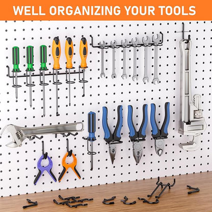 INCLY 176PCS Extra Thick Pegboard Hooks, 1/4" Heavy Duty Black Metal Peg Board - Image 7