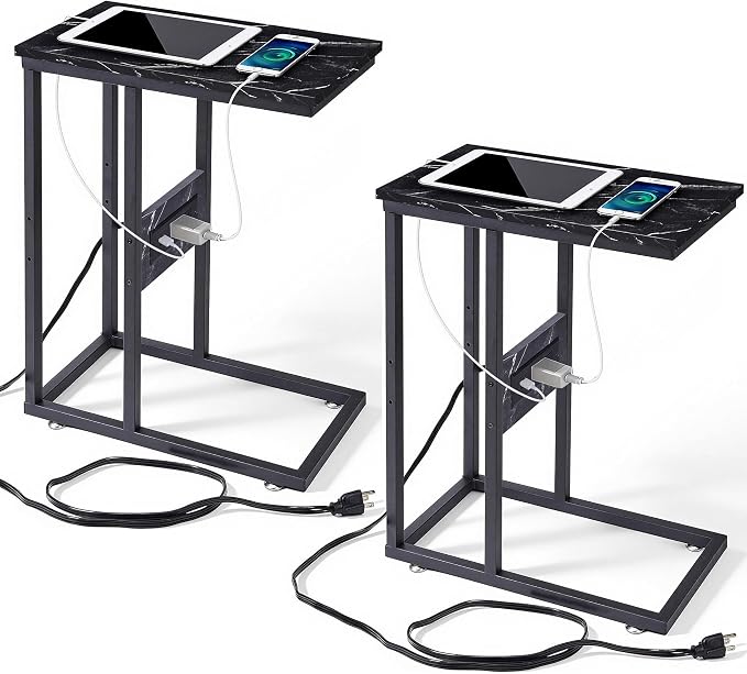 VECELO C Shaped End Side Table by VECELO