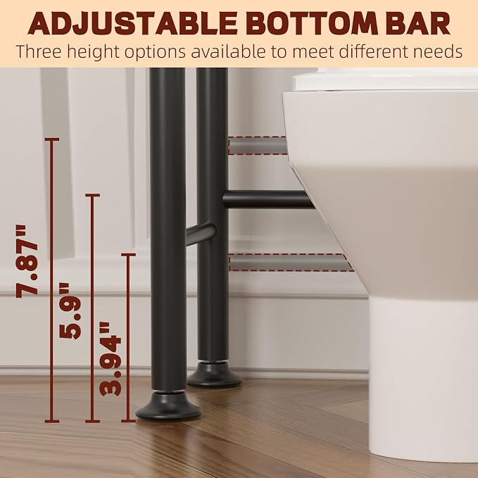GloTika 4-Tier Over Toilet Storage, 69.3" H, 150lb Capacity, Carbon Steel - Image 5