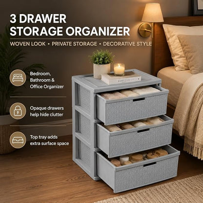 Wide 3-Drawer Plastic Storage Tower - Image 3