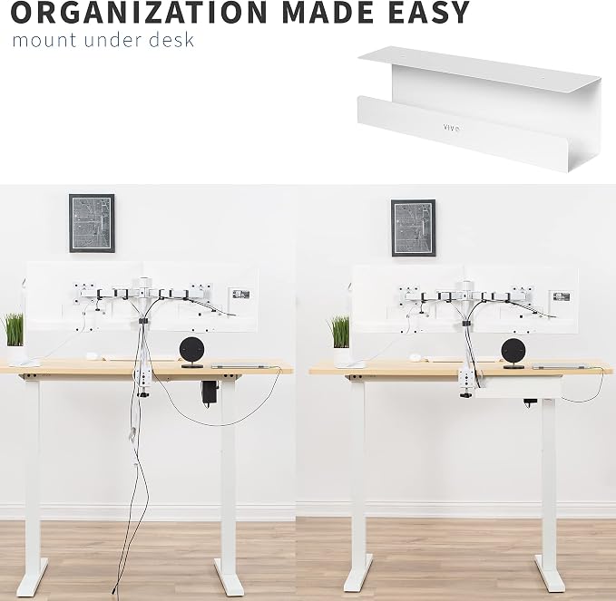 VIVO Under Desk 42 cm Cable Management Tray, Power Strip Holder, Cord Organizer - Image 6