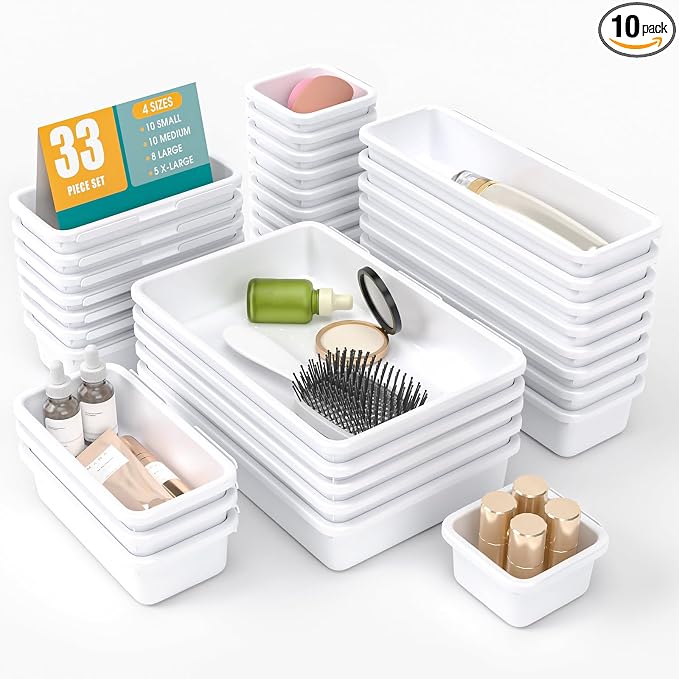 33 PCS Drawer Organizer Set, 4 Size Makeup Drawer Divider Organizer by StoreHappily