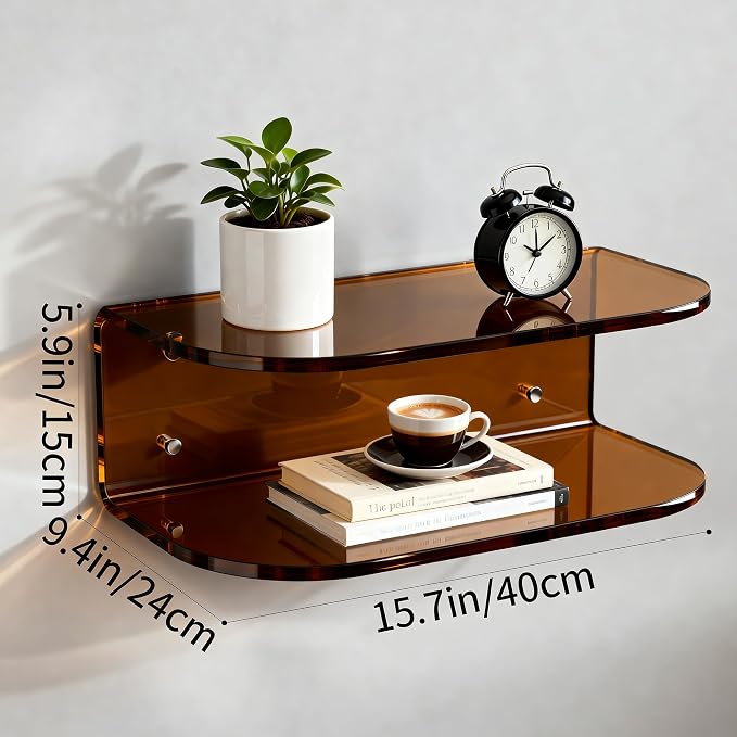 Acrylic Floating Nightstand, Wall Mounted Bedside Table Shelf - Image 3