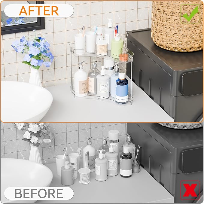 Yieac Clear Bathroom Counter Corner Shelf - Image 5