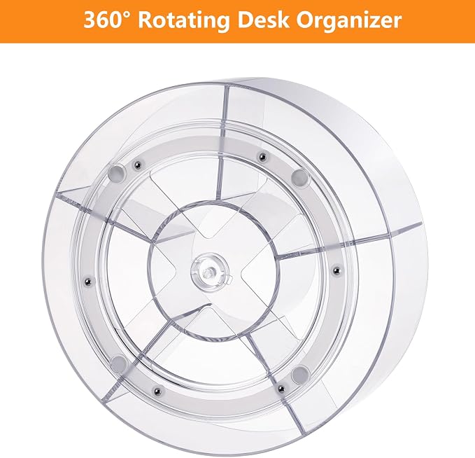 360 Rotating Makeup Organizer for Vanity, 10” Desk Acrylic Spinning Cosmetic - Image 4