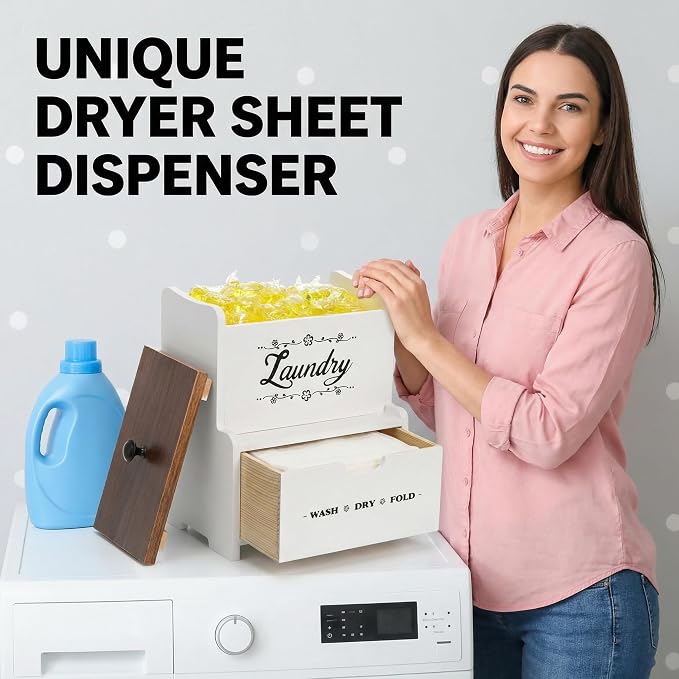 Goaste Dryer Sheet Holder with Drawer, Wood Dryer Sheet Dispenser with Lid - Image 9