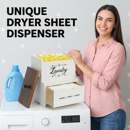 Goaste Dryer Sheet Holder with Drawer, Wood Dryer Sheet Dispenser with Lid - Image 9