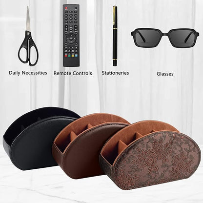 Leather Remote Control Holder TV Remote Caddy Store Box, Bedside Table Organizer - Image 2