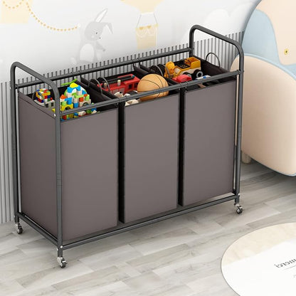 LINZINAR 3-Bag Laundry Sorter, Laundry Hamper Cart - Image 3