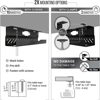 Under Desk Cable Management Tray no Drill – Wire Management - Image 3