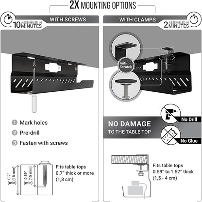 Under Desk Cable Management Tray no Drill – Wire Management - Image 3