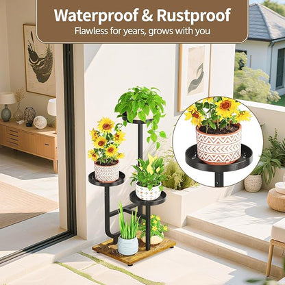 LASZOLA Black 3 Tier Tall Metal Plant Stand Indoor, Large Heavy Duty Planter - Image 5