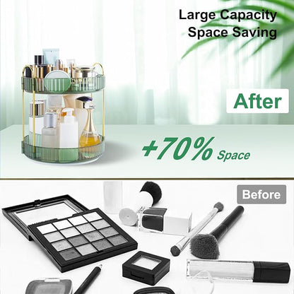 360 Rotating Makeup Organizer for Vanity, 2 Tier Perfume Skincare Organizers - Image 5