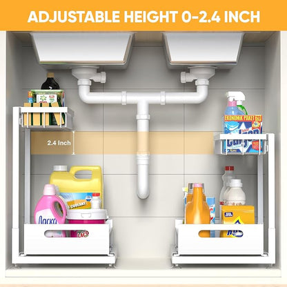 2 Pack Under Sink Organizer Storage 2-Tier Premium Metal Pull-Out Racks - Image 2