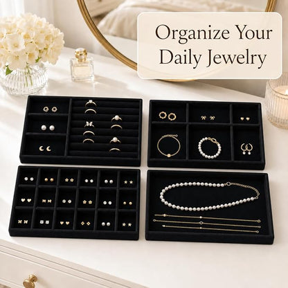 4 Pack Stackable Jewelry Organizer Tray Set - Image 2