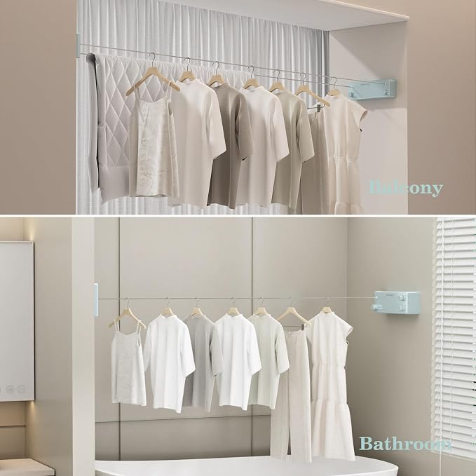 Danpoo Retractable Clothesline, 2x13.8ft 304 Stainless Steel Clothes Line - Image 7
