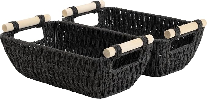 StorageWorks Black Wicker Storage Basket by StorageWorks