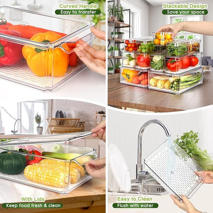 14 Pack Fridge Organizer, Stackable Refrigerator Organizer Bins - Image 4