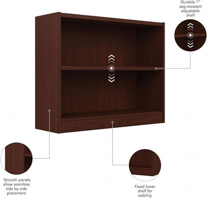 Bush Furniture Universal Small 2 Shelf Bookcase in Vogue Cherry, Low Storage - Image 6