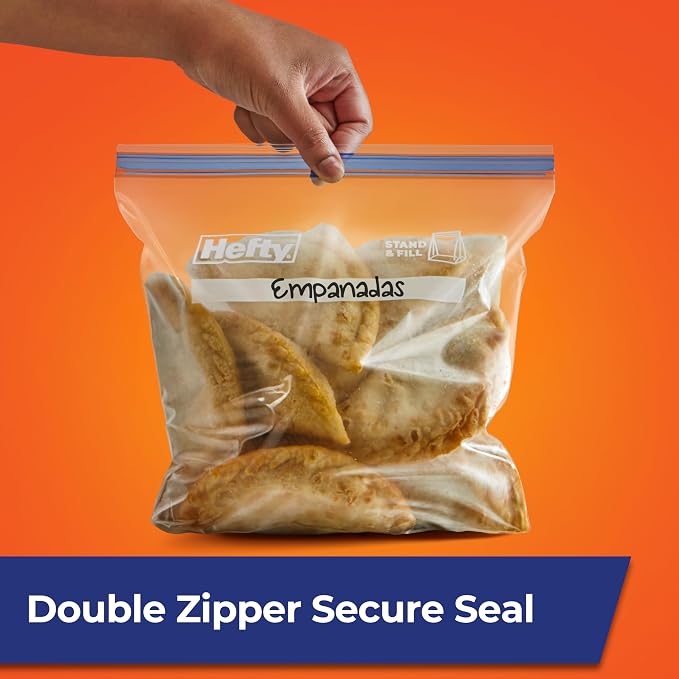 Hefty Press to Close Plastic Freezer Bags, Gallon Size - Image 2