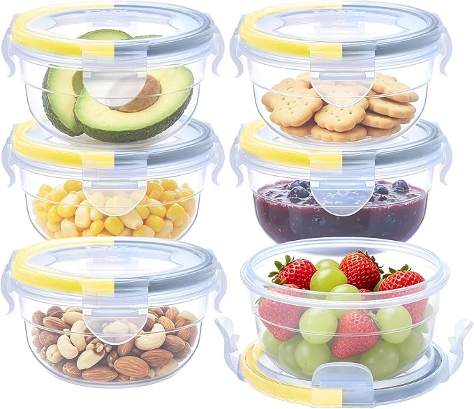 KIGI Small Plastic Bowls with Lid, Leakproof Round Food Storage Container Set by KIGI