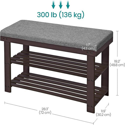 SONGMICS Bamboo Shoe Bench, 3-Tier Shoe Rack Organizer - Image 3