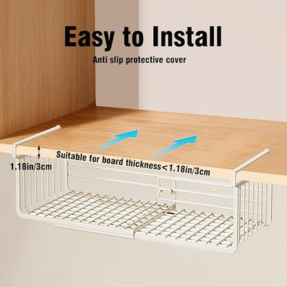 JIABEIUS 2 Pack Under Shelf Storage Basket, Extendable Under Cabinet Organizer - Image 5