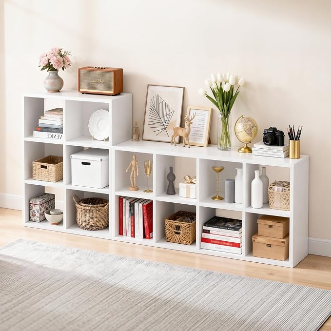 LUCKLIFE 6-Cube Storage Organizer, Stackable Modular Bookcase Shelf - Image 7
