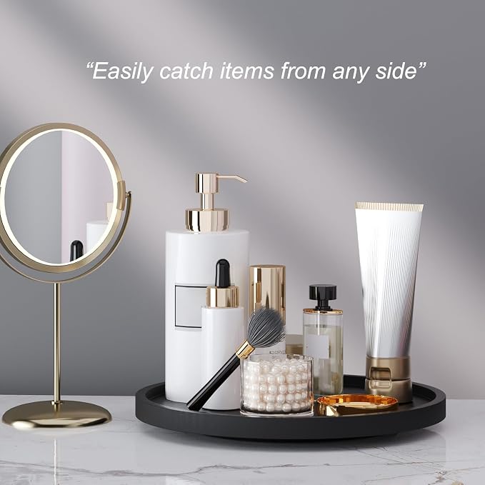 Lazy Susan Organizer for Kitchen, Bamboo Turntable for Cabinet, Middle（Black） - Image 3