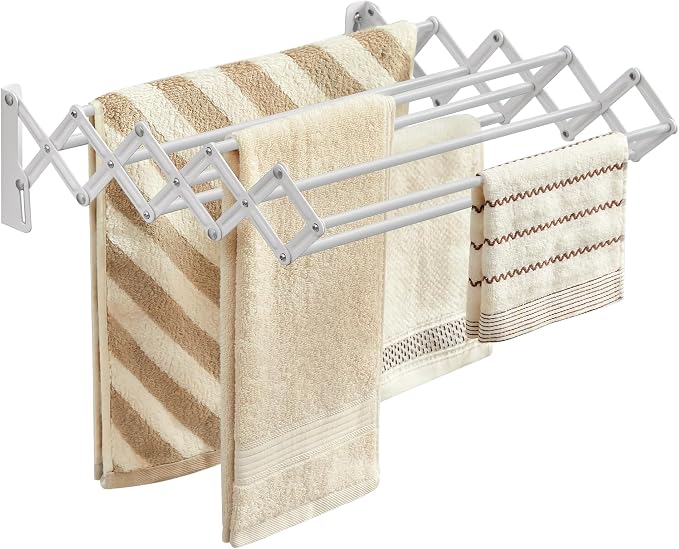 SONGMICS Clothes Drying Rack, Wall-Mounted Drying Rack Clothing, Small by Unknown