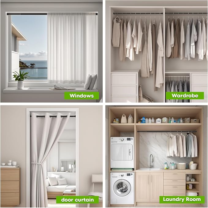 4Pack Tension Curtain Rod 30 to 64 inch Adjustable Curtain Rod No Drilling - Image 6