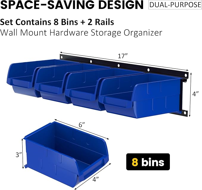 UNITEDPOWER wall mounted garage storage bin, Parts Rack, Plastic Hanging - Image 2
