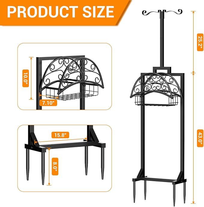 Garden Hose Holder with Shepherds Hooks - Image 2