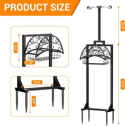 Garden Hose Holder with Shepherds Hooks - Image 2