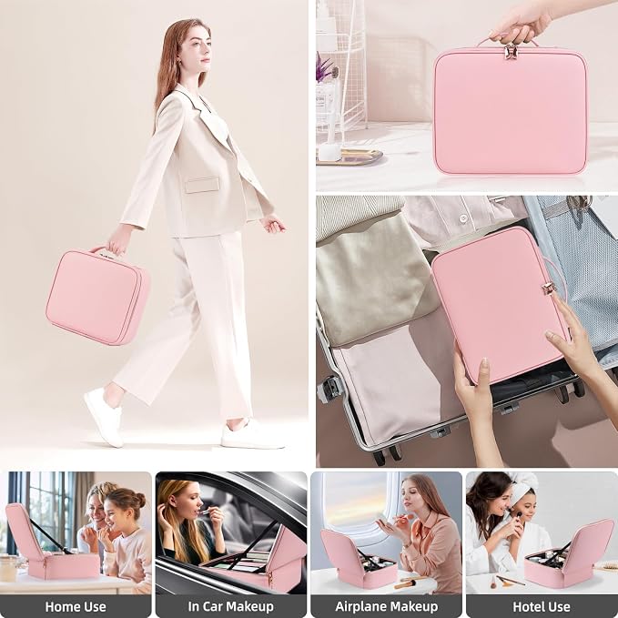 Makeup Case with Mirror and Lights, Travel Makeup Bag with Lighted Mirror - Image 6