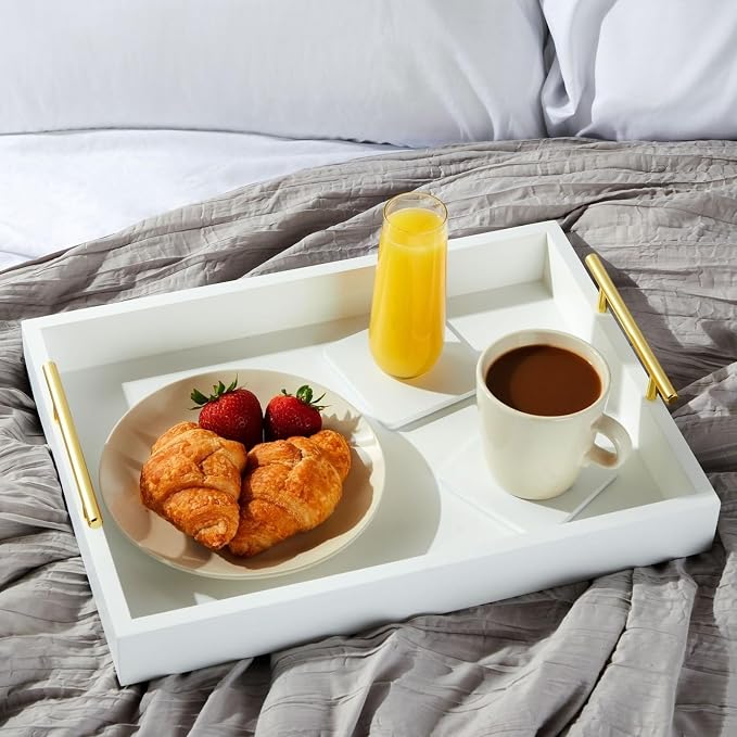 Juvale Ottoman Tray with Coasters & Interchangeable Gold & Silver Handles - Image 4